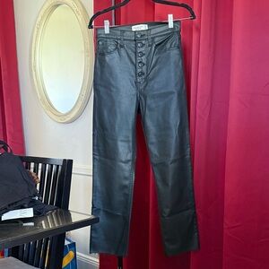 Abercrombie & Fitch Faux Leather High-Waist “The Ankle Straight” Pants